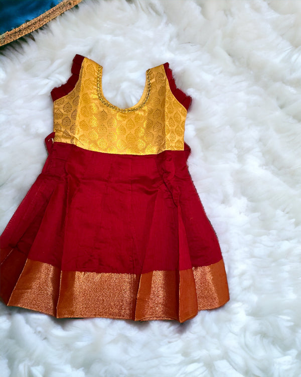 Silk-Cotton Kathakali Kota Frock Red