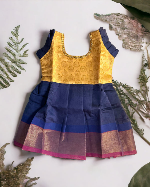 Silk-Cotton Kathakali Kota Frock Navy