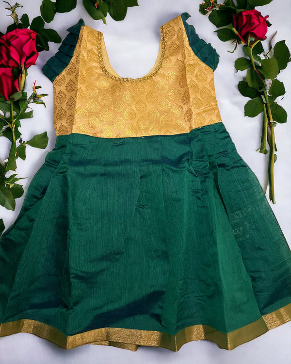 Silk-Cotton Kathakali Kota Frock Green